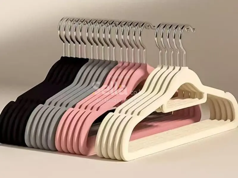 10 pcs Velvet Non-Slip Hangers with Tie Bar