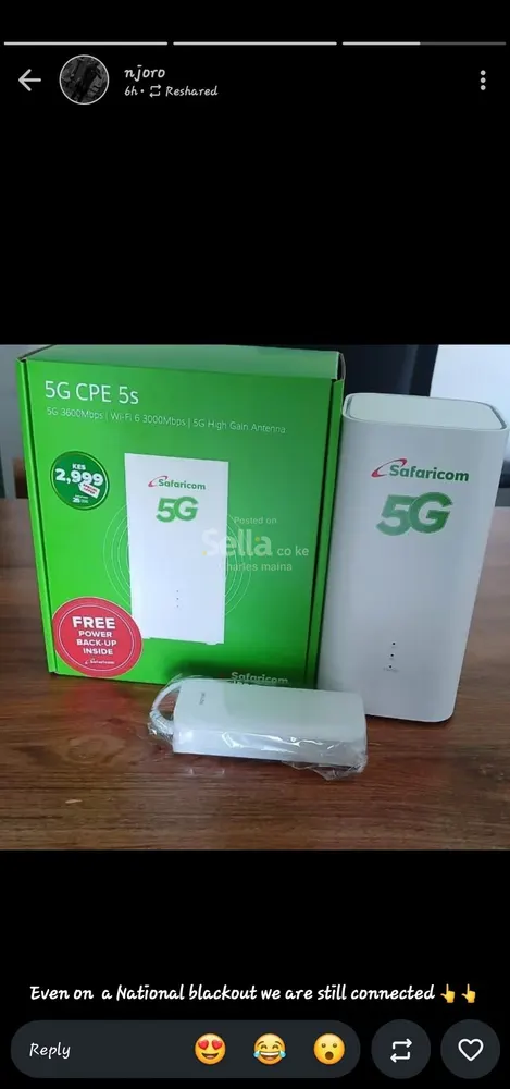 Safaricom 5g router with in -build powerback 5000mah
