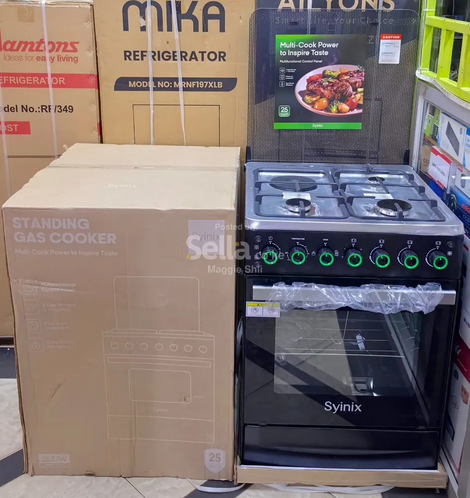Syinix Standing Cooker 60 × 60 3G + 1 Electric Hot Plate & Electric Oven