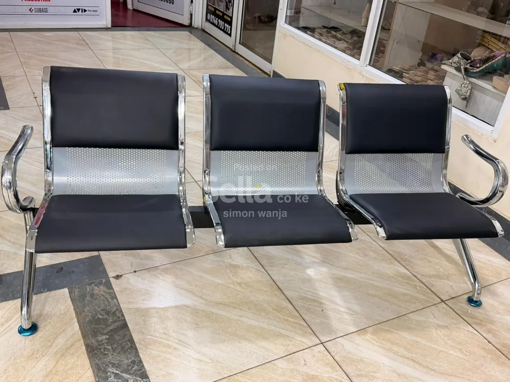 3-link  padded metallic office waiting bench
