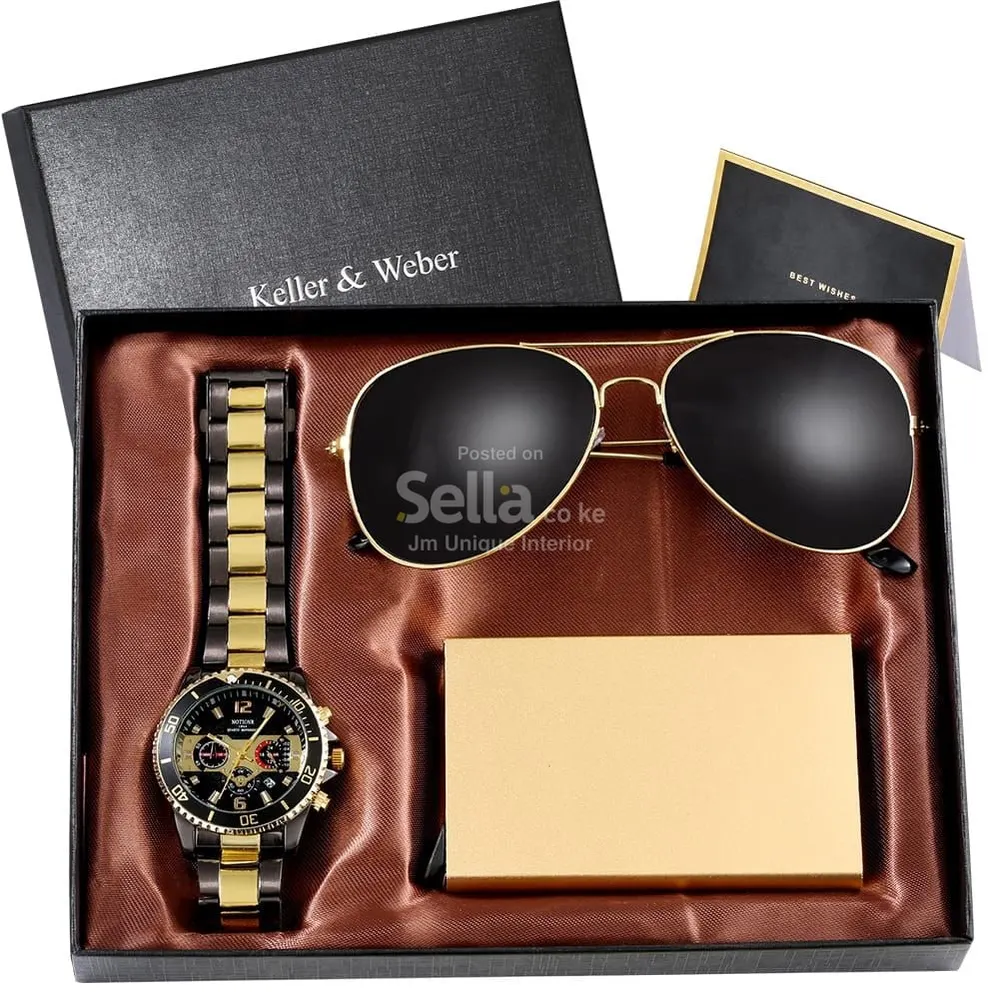 Men gold minimalist luxury gift set