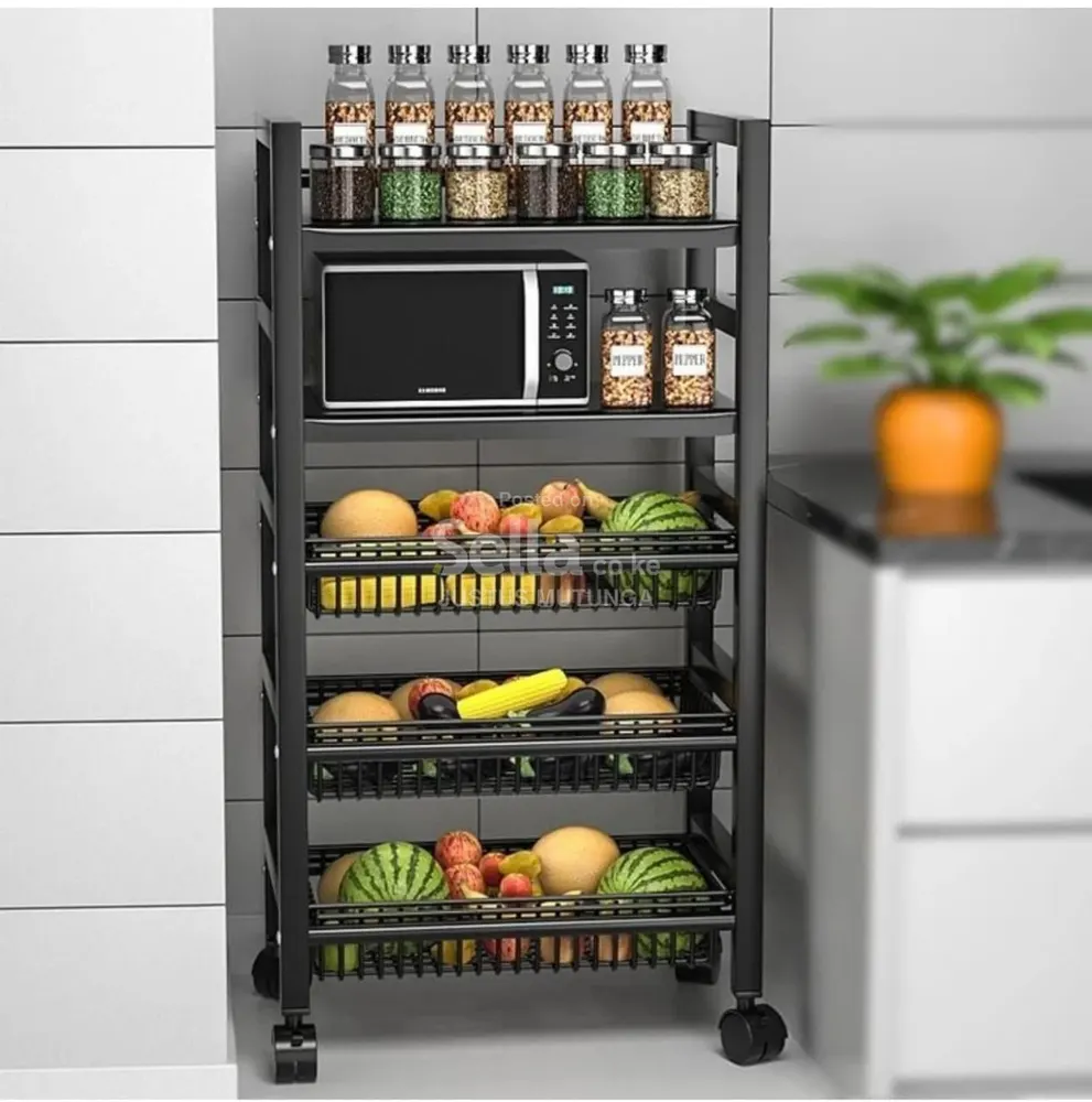 5 LAYER KITCHEN STORAGE RACK WITH LOCKABLE WHEEL