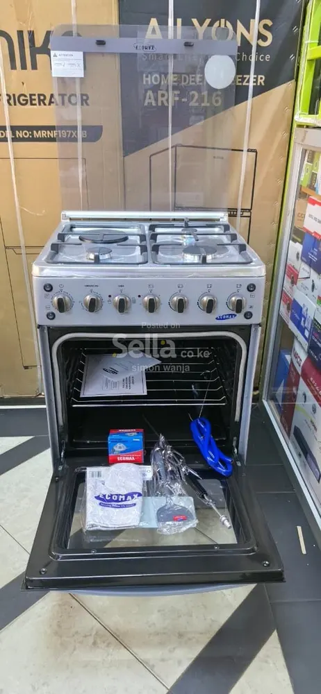 Ecomax Standing Cooker 60×60 3G + 1 Electric Hot Plate & Electric Oven with Rotisserie, Turbo Fan & Flame Failure Safety sensor