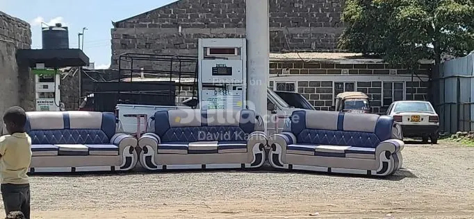 Elegant Blue and Cream kangaroo  Sectional Sofa Set
