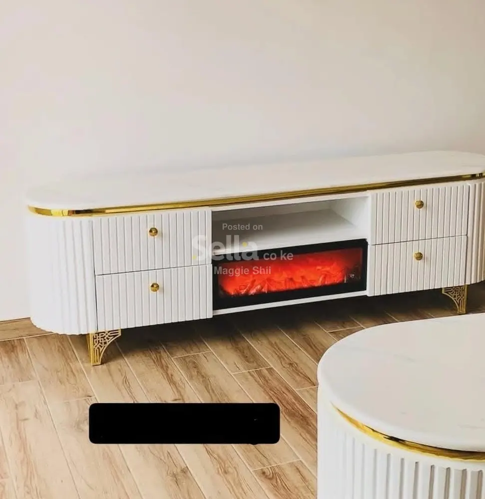 Modern Executive TV stand with  a functional fire place