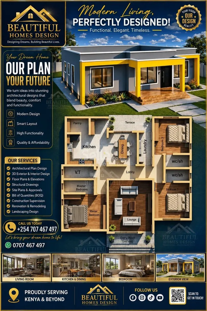 Three bedroom house plan design 