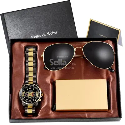Men gold minimalist luxury gift set