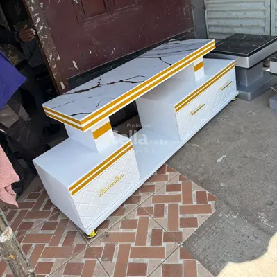Executive tv stand with marble coating and light 