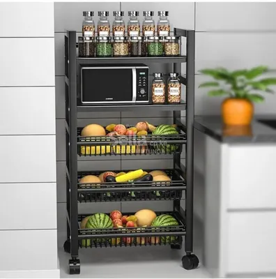 5 LAYER KITCHEN STORAGE RACK WITH LOCKABLE WHEEL