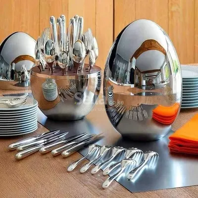 36pc Executive Egg-shaped cutlery set (silver colour)