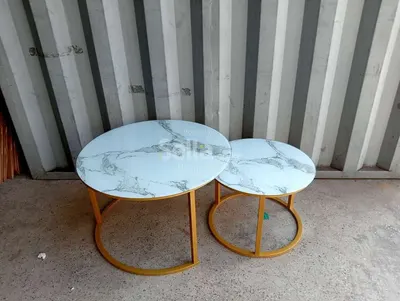 Marble nesting coffee table (glass effect) white 